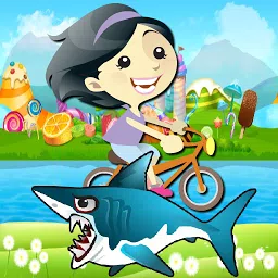 女孩骑自行车鲨鱼袭击