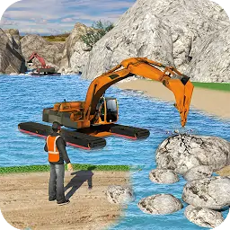 水上冲浪挖掘机起重机3D