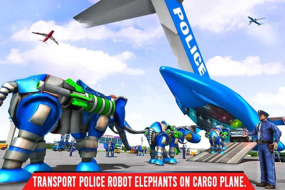 警察大象机器人游戏：警用交通工具