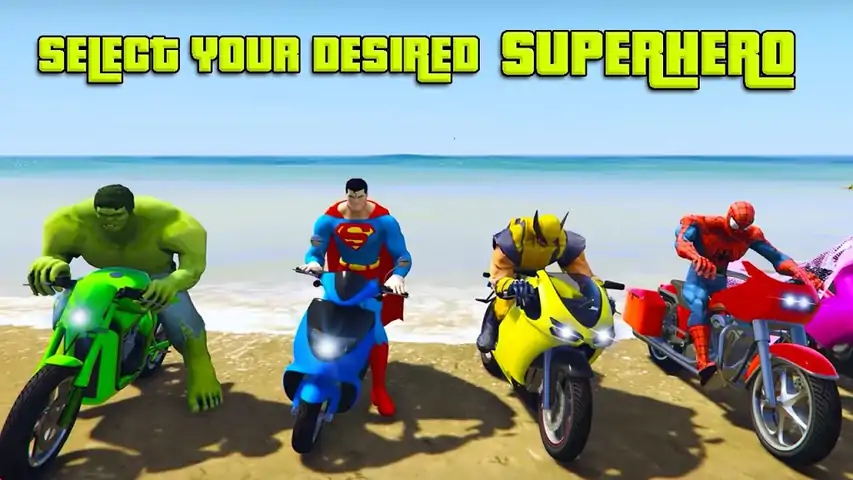 超级英雄狡猾的摩托车特技