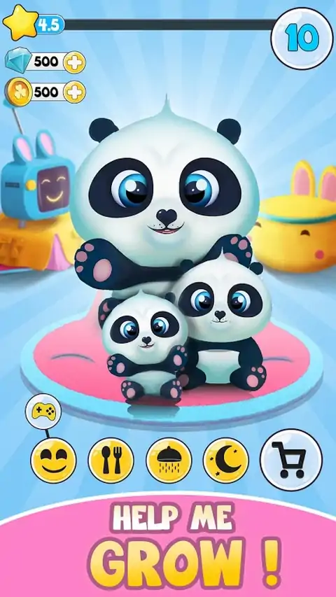 Pu-熊猫虚拟宠物和宠爱可爱游戏的孩子
