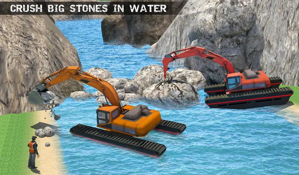 水上冲浪挖掘机起重机3D