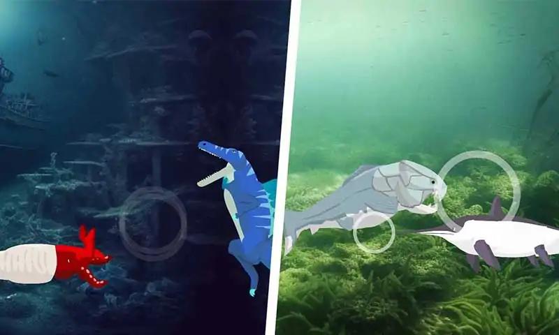 巨齿鲨与海怪搏斗